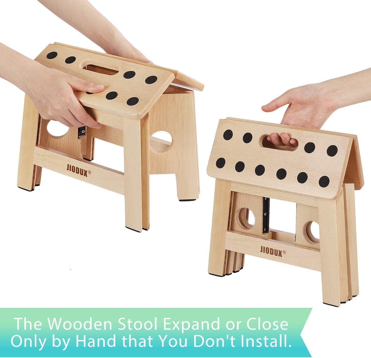 Wooden Step Stool, Non Slip Foldable Step Stool for Kids, Small Wood Stool Perfect for Kitchens Bedrooms Kids Rooms-Patented Product
