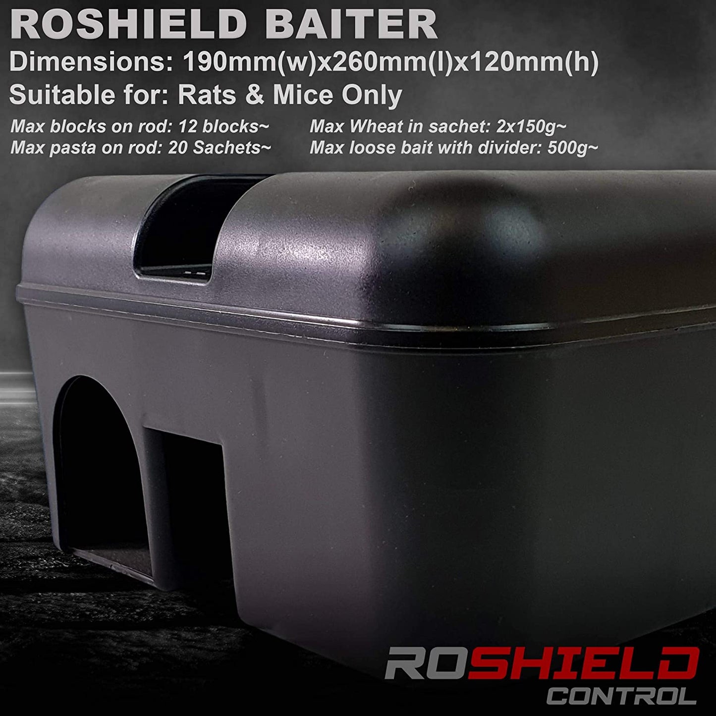 Roshield 2X LARGE Rat Poison Bait Boxes | PROTECT CHILDREN & PETS | Outdoor/Indoor Usage for All Rat Poisoning & Variety of Rat Traps (Empty) | for Rat Traps That Kill Instantly & Rat Poisoning Blocks
