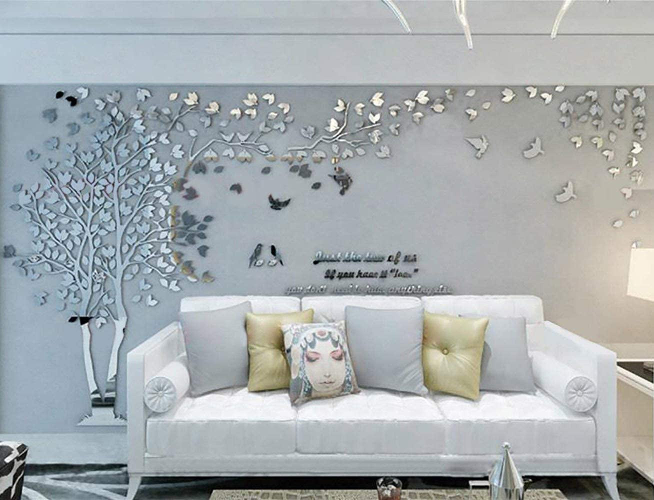 3D DIY Tree Wall Sticker Large Family Bird and Tree Wall Decal Art Mural Stickers Home Decor for Living Room Bedroom Nursery Kindergarten Home Decoration TV Backdrop Wall