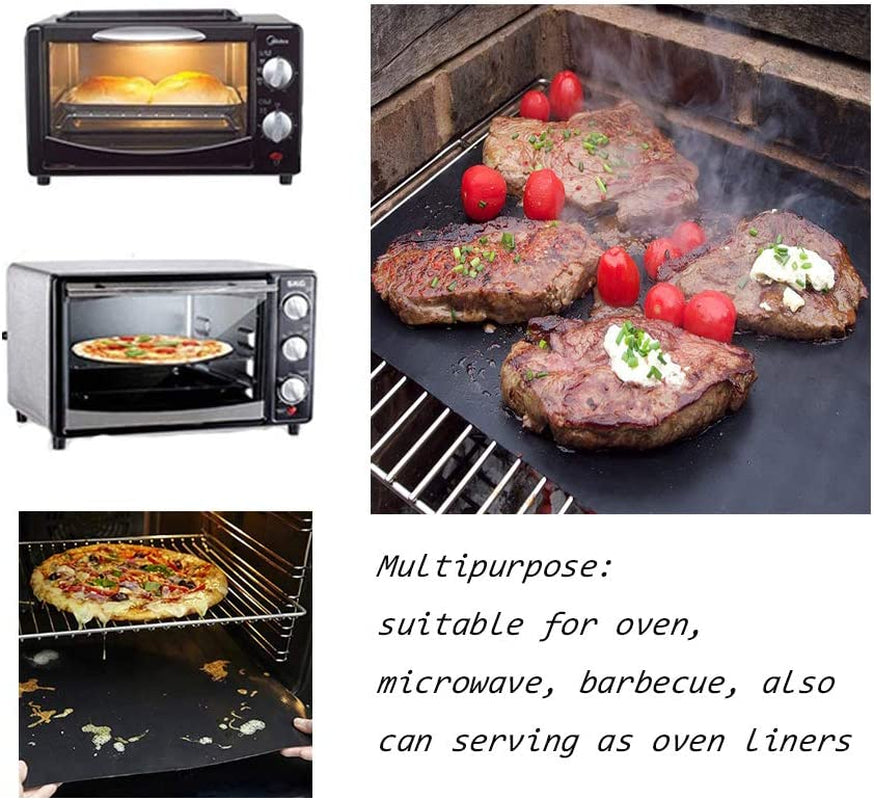 GQC Grill Mat, Set of 6 BBQ Grill Mat Non Stick Barbecue Baking Mat, Teflon Cooking Mats for Electric Grill Gas Charcoal BBQ, Fda-Approved, Pfoa-Free, 15.75 * 13Inch,Reusable and Easy to Clean