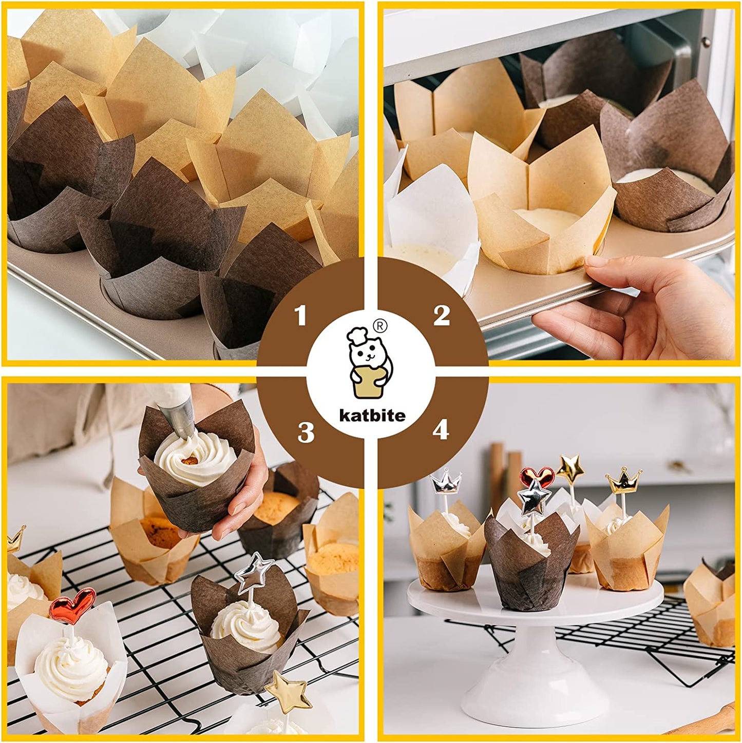Cupcake Cases Standard Muffin Liners Heavy Duty Disposable Baking Cups (Brown)