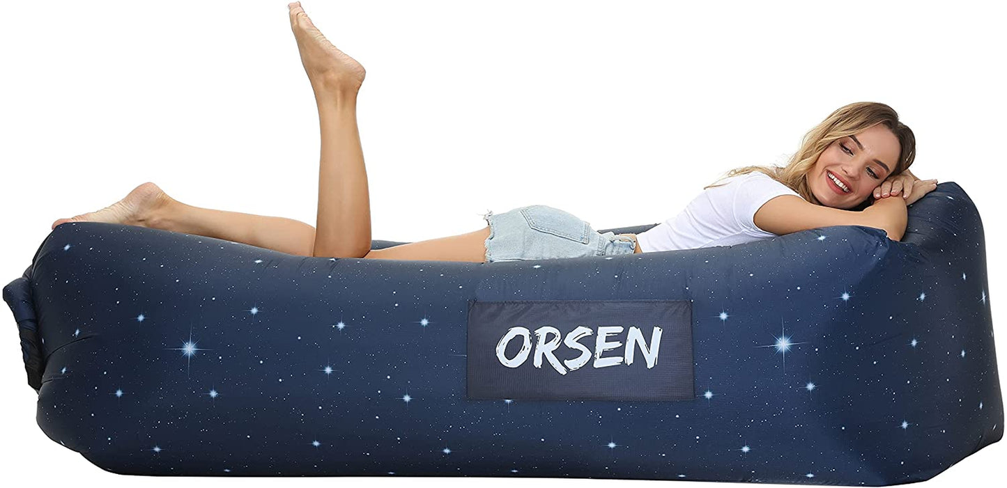 Inflatable Lounger Air Sofa, Inflatable Couch anti Leakage Camping Chair for Outdoor, Lakeside Portable Hommock with Compression Sacks Camping Accessories for Men and Women