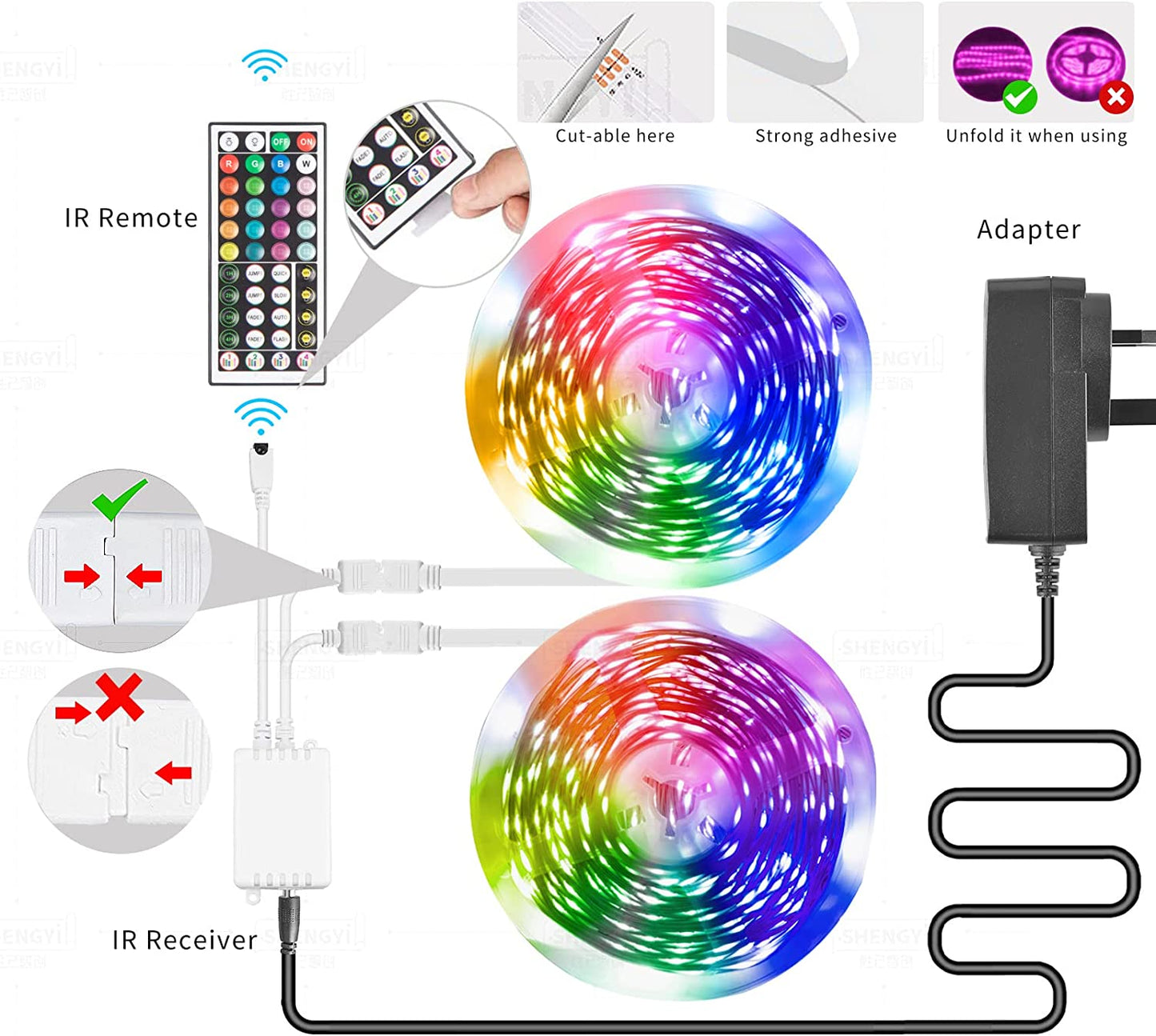 30M Led Strip Lights(2 Rolls of 15M) RGB Music Sync Color Changing, Led Lights with Smart App Control Remote, Led Lights for Bedroom Lighting Flexible Home Decoration