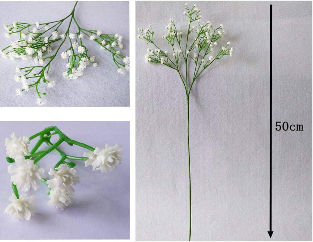 5Pcs Artificial Flowers, Fake Flowers Silk Plastic Artificial Gypsophila Realistic Flower Arrangements Wedding Decoration Table Centerpieces(White)