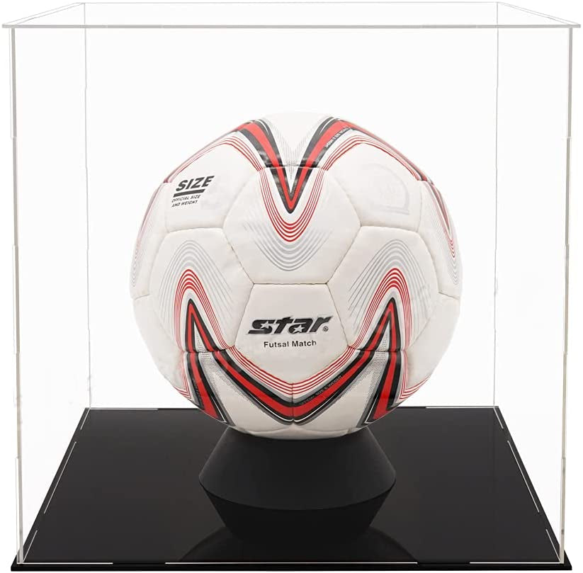 Self-Assembly Acrylic Display Case,Football Display Case,Dustproof Showcase,Countertop Box for Pop Figures Toys Collectibles,Football Basketball Volleyball Display Case(10X10X12 Inch; 25X25X30Cm)