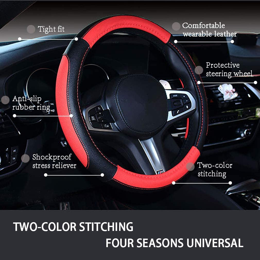 Car Steering Wheel Covers Soft Microfiber Wrap Anti-Slip Universal Auto Steering Wheel Cover Protector Car Accessories Decoration for Women Men (Black-3)