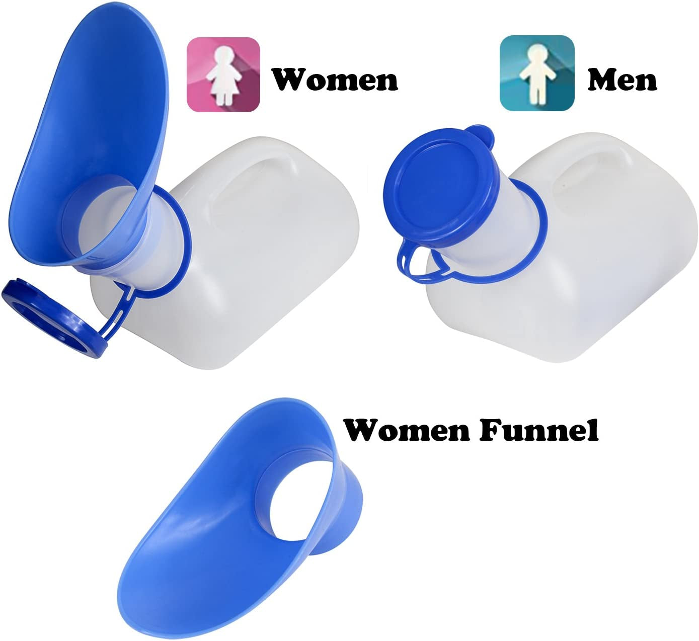 Unisex Potty Urinals for Car, Urine Bottles for Men and Women, Portable Pee Bottle, with a Lid and Funnel, Leakproof Toilet Urinals for Car, Travel Camping Outdoor