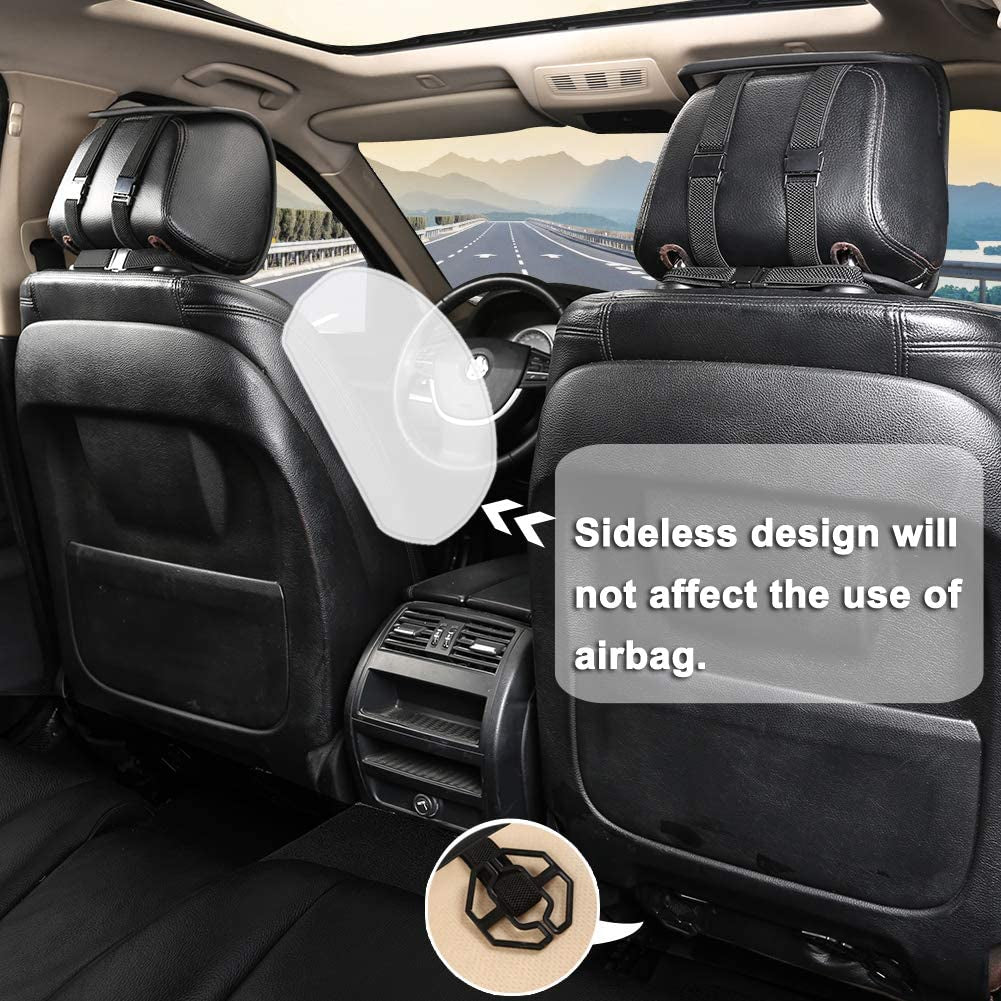 Driver Seat Covers, PU Leather Front Car Seat Protectors, with Lumbar Support and Headrest Cover (2PCS Beige)