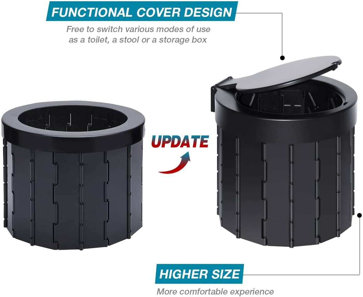 Portable Folding Toilet Travel Toilet Camping Toilet Porta Potty Car Toilet Bucket Toilet Portable Toilet for Camping/Boat/Hiking/Long Trips/Beach(Black)