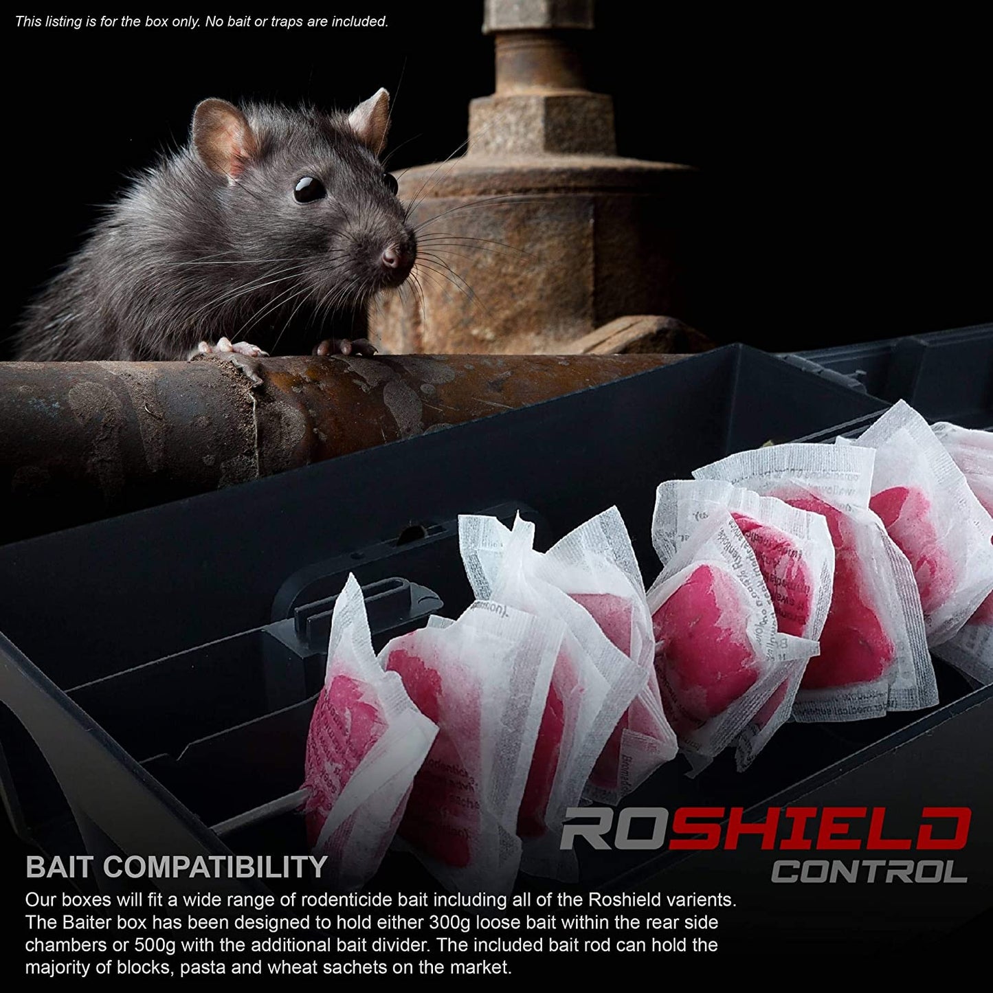 Roshield 2X LARGE Rat Poison Bait Boxes | PROTECT CHILDREN & PETS | Outdoor/Indoor Usage for All Rat Poisoning & Variety of Rat Traps (Empty) | for Rat Traps That Kill Instantly & Rat Poisoning Blocks