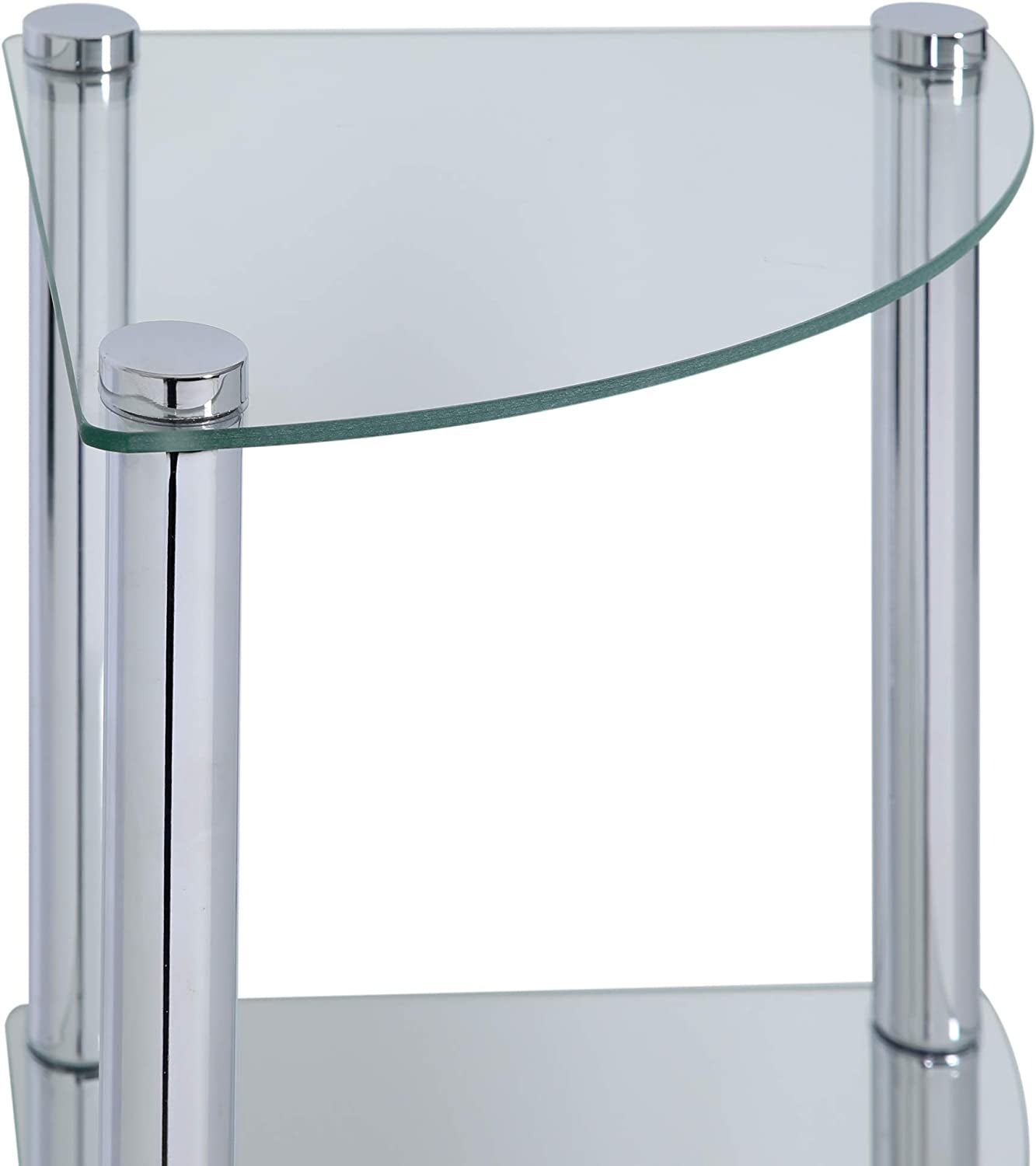 Solanio 282134 Standing Corner Shelf Rack Chrome-Plated 4 Glass Shelves 30X30X108 Cm