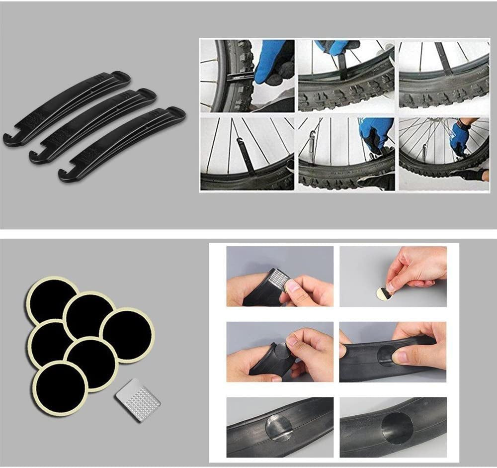 Bike Bag with 16 in 1 Repair Tool Kits, Bike Saddle Bag Waterproof, Bicycle Saddle Bag with Reflective Strip, MTB Saddle Bag with Puncture Repair Kit, Underseat Bike Bag,Bicycle Tool Bag,Black