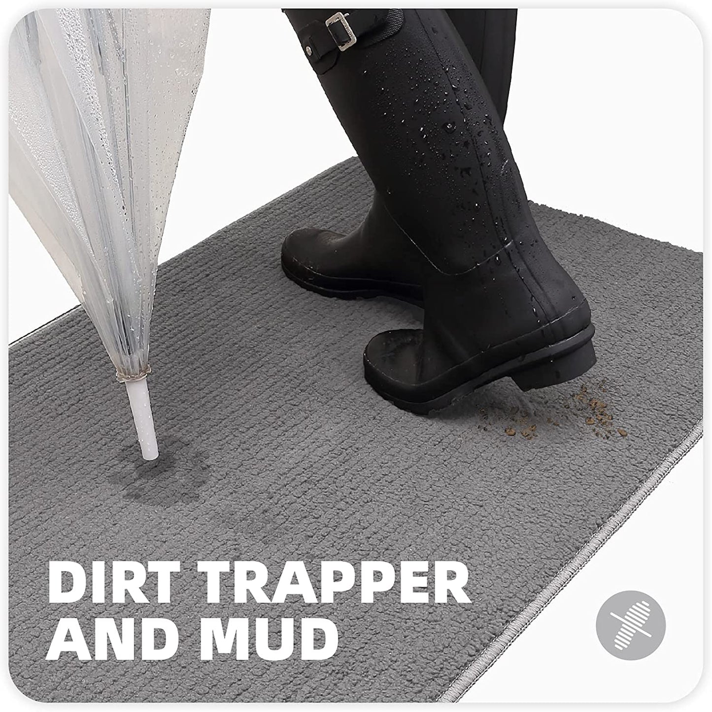 Color G Door Mat 50 X 80 Cm, Front Door Mat Indoor Washable, Doormat Indoor Dirt Trapper Non-Slip, Absorbent inside Entrance Rug Floor Mat for Entryway, Patio, Indoor, Outdoor, Pets and Dogs (Grey)