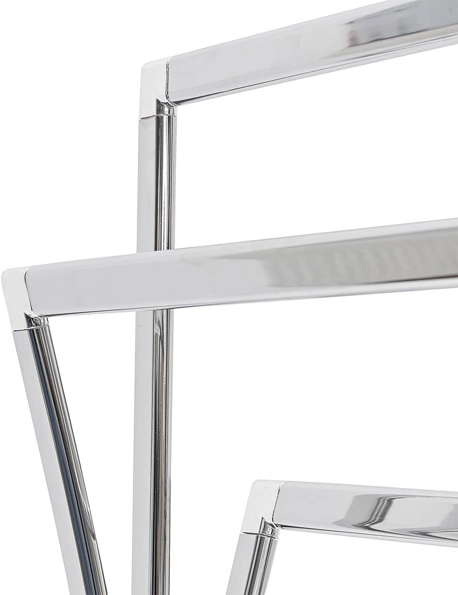Towel Rack Curved H X W X D: 86 X 50 X 20 Cm Free Standing Towel Rail Small Clothes Butler in Stainless Steel Finish Bath Towel Holder with 3 Rails – Silver