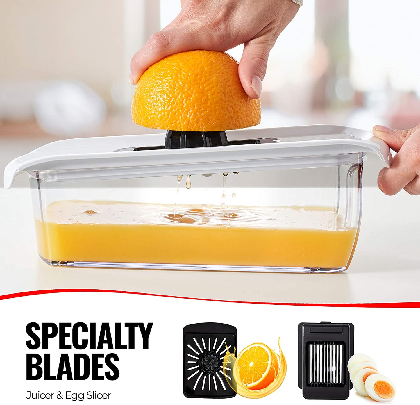 11-In-1 Mandoline Vegetable Slicer Spiralizer - Kitchen Mandolin Slicer Food Slicer Veg Slicer - Mandoline Slicer Professional Onion Potato Salad Julienne Egg Slicer Cheese Grater Zester Juicer Peeler