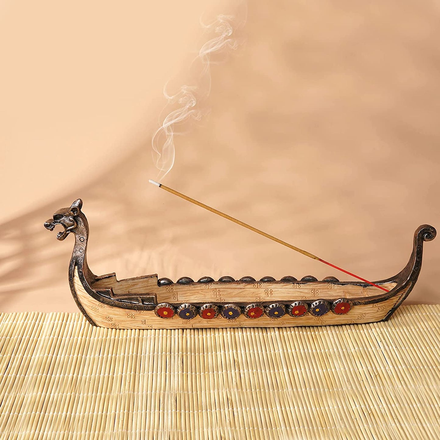 Dragon Boat Incense Stick Burner Resin Viking Ships Stick Incense Holder Hand Carved Carving Censer Ornaments Retro Ships Ornament Incense Burners Traditional Design Handicraft,Viking Gifts for Men