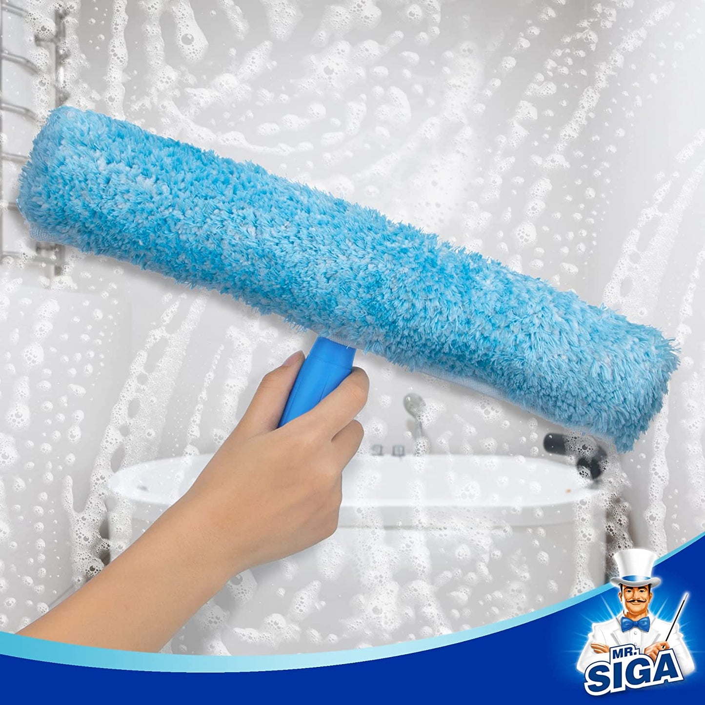 Professional Window Cleaning Combo - Squeegee & Microfiber Window Scrubber, 14"
