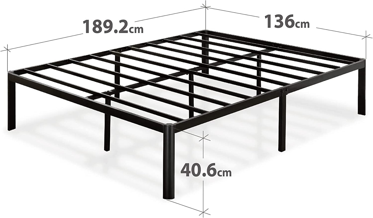 Van 41 Cm Metal Platform Bed Frame | Steel Slat Support | Easy Assembly | under Bed Storage | Double | Black