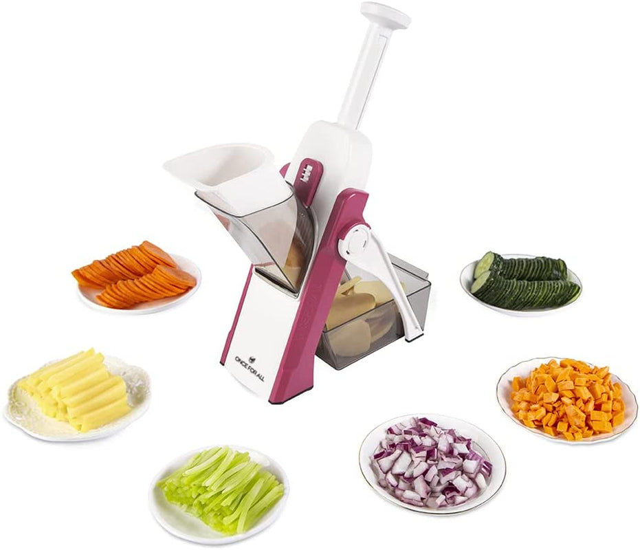 Mandoline Vegetable Slicer, Manual Kitchen Veg Chopper Stainless Steel Blade for Julienne, Cubes, Fried Potato Carrot, Cucumber