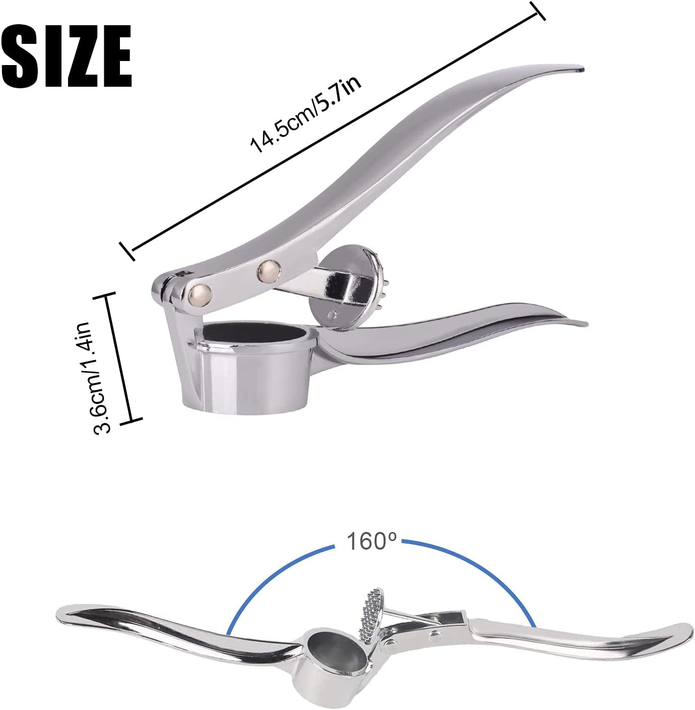 Professional Kitchen Garlic Press, Garlic Mincer Ginger Crusher UK, Peeler Squeezer Heavy Duty Garlic Presser,Garlic Crush, User-Friendly Garlic Chopper, Easy to Clean and Durable