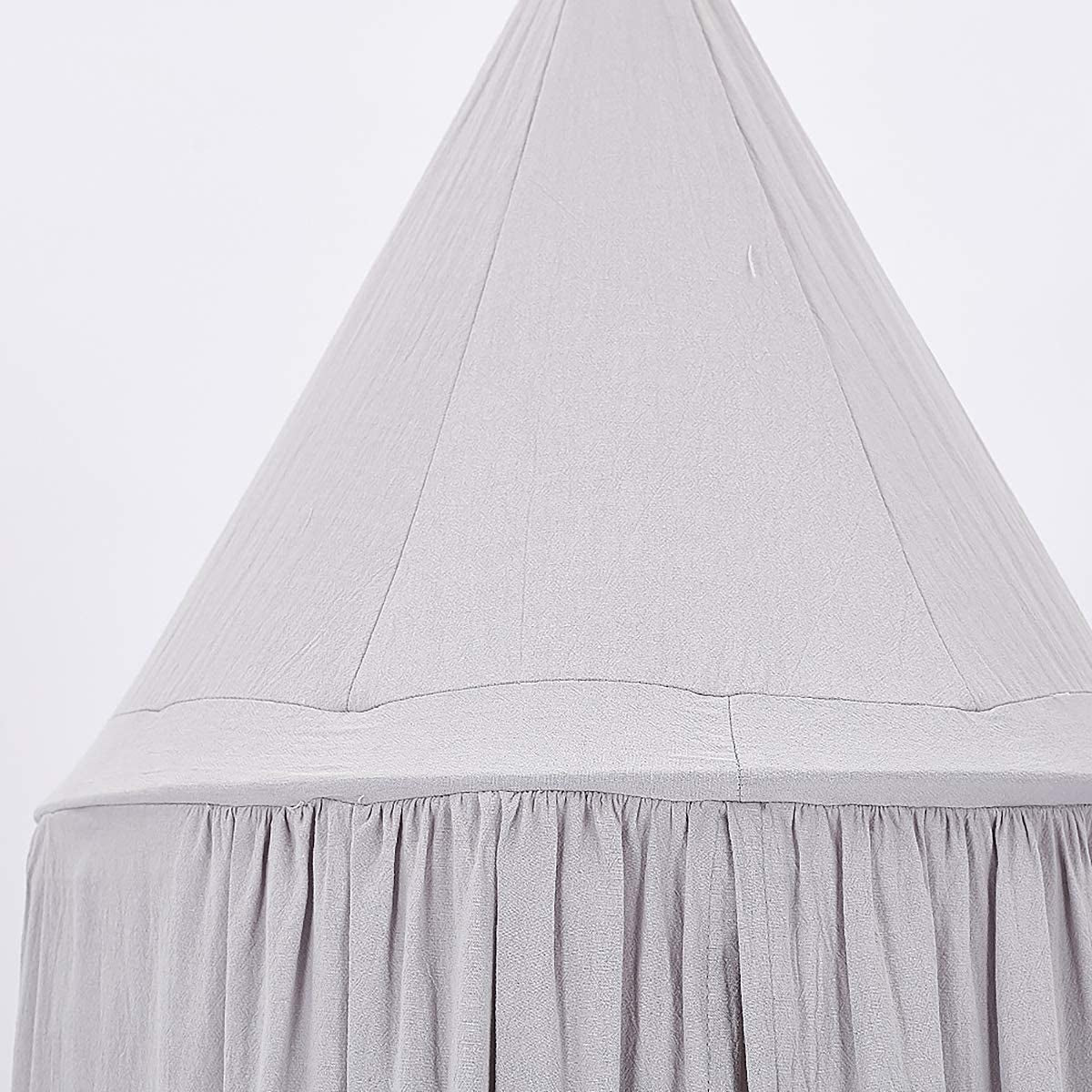 Dix-Rainbow Children Bed Canopy Grey round Dome, Nursery Room Decorations, Cotton Net Bed Canopies Kids Play Tent for Baby, Height 240Cm/94.5In
