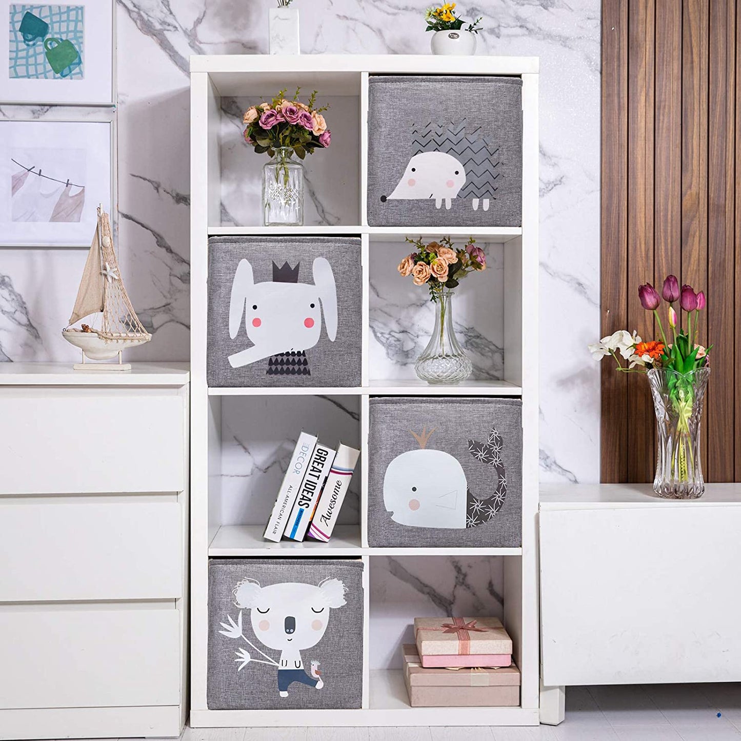 Storage Boxes Toy Box, 4-Pack Toy Storage for Kids, Toy Storage Baskets for Ikea, Shelf, Baby, Kids, Nursery, Office, Closet