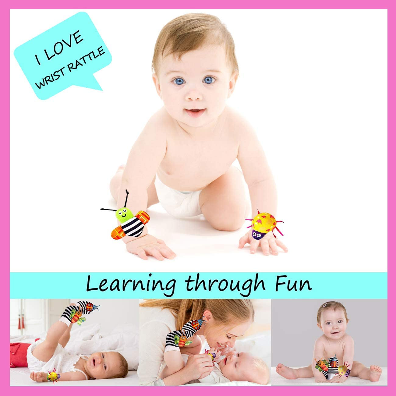 Foot Finders & Wrist Rattles for Infants Developmental Texture Toys for Babies & Infant Toy Socks & Baby Wrist Rattle - Newborn Toys for Baby Girls Boys - Baby Boy Girl Toys 0-3 3-6 6-9 Months