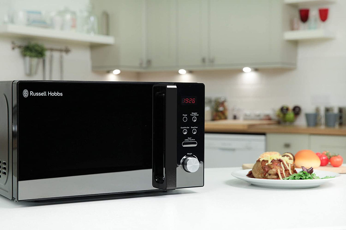 RHM2076B 20 Litre 800 W Black Digital Solo Microwave with 5 Power Levels, Automatic Defrost, 8 Auto Cook Menus, Clock & Timer, Easy Clean