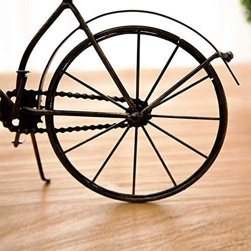Vintage Iron Bicycle Type Table Clock Non-Ticking Silent Retro Decorative Bike Clock for Living Room Study Room Cafe Bar Office Ornament Gifts Antique Copper-Colored