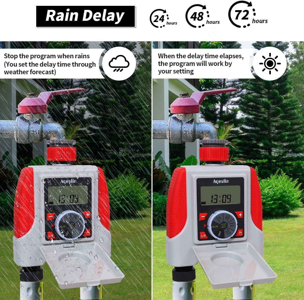 Two Outlets Electronic Hose Tap Water Timer Garden Irrigation System Controller Watering Computer Waterproof