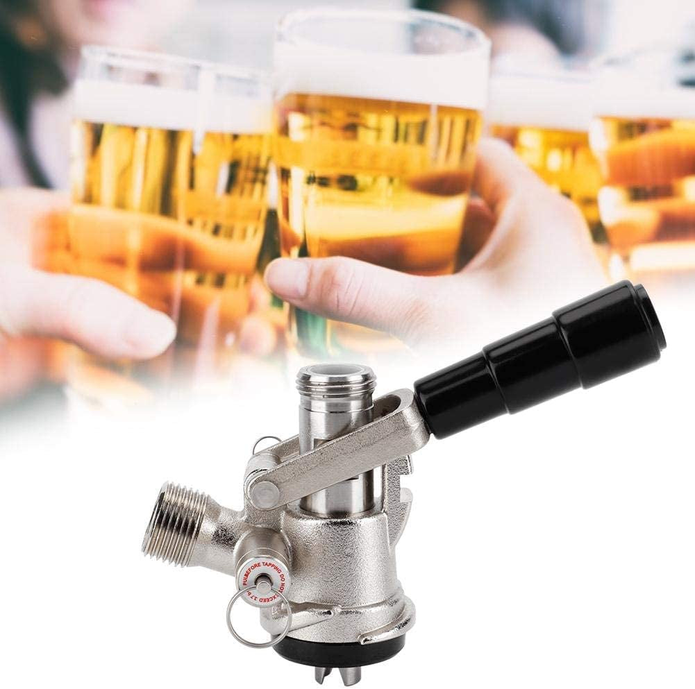 S Type Keg Coupler, Beer Keg Taps with Safety Pressure Relief Valve Beer Dispenser Keg Coupler S Type System with Black Handle for Home Brewing System