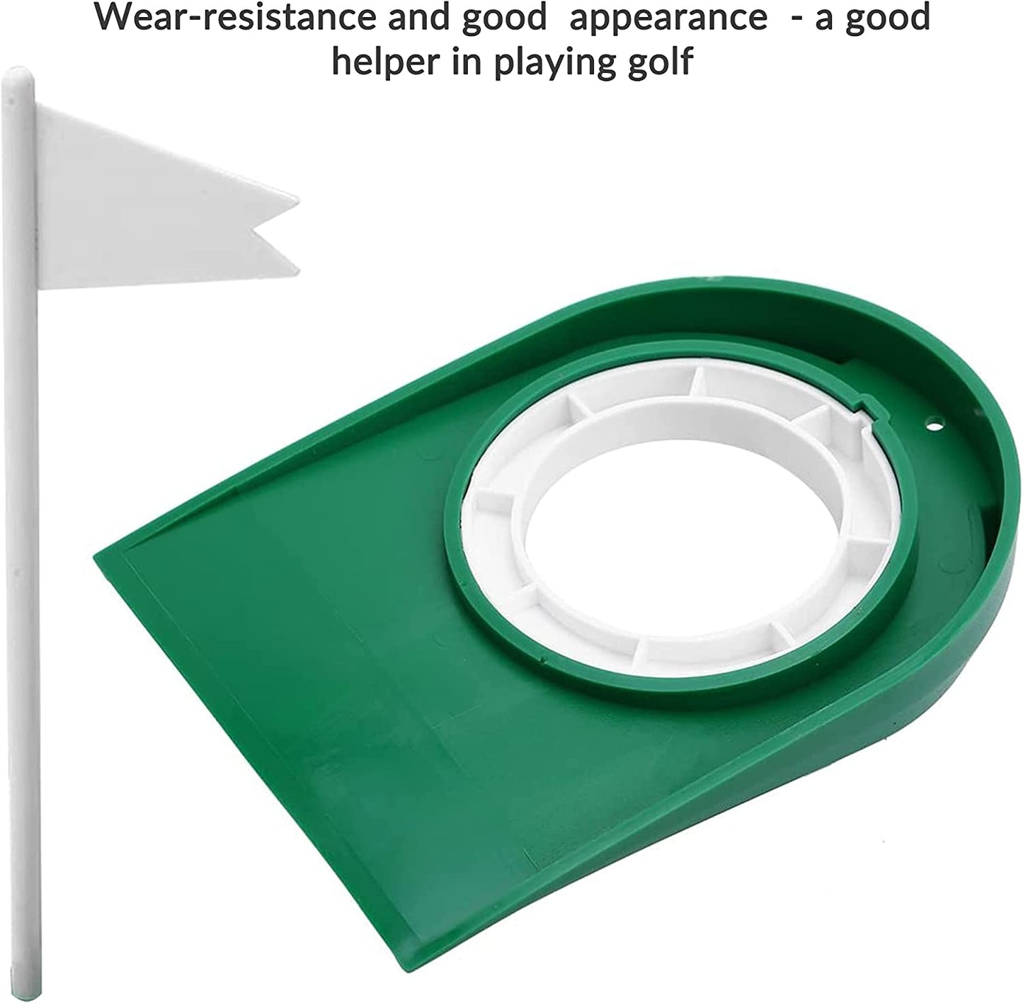 Kigniote Golf Putting Mat Practice, Indoor Outdoor Plastic Golf Putting Cup Practice Aids with Adjustable Hole & White Flag