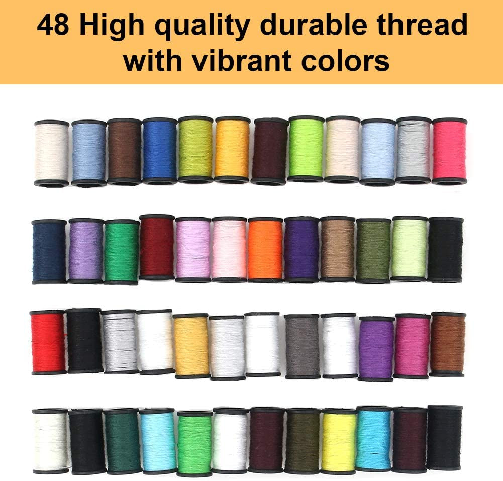 172PCS Sewing Kit, Sewing Machine Kit 48 Spools Professional Sewing Accessories and Supplies Kit with Thread Needle Scissors Thimble Tape Measure for Home Adults Kids Beginners Emergency