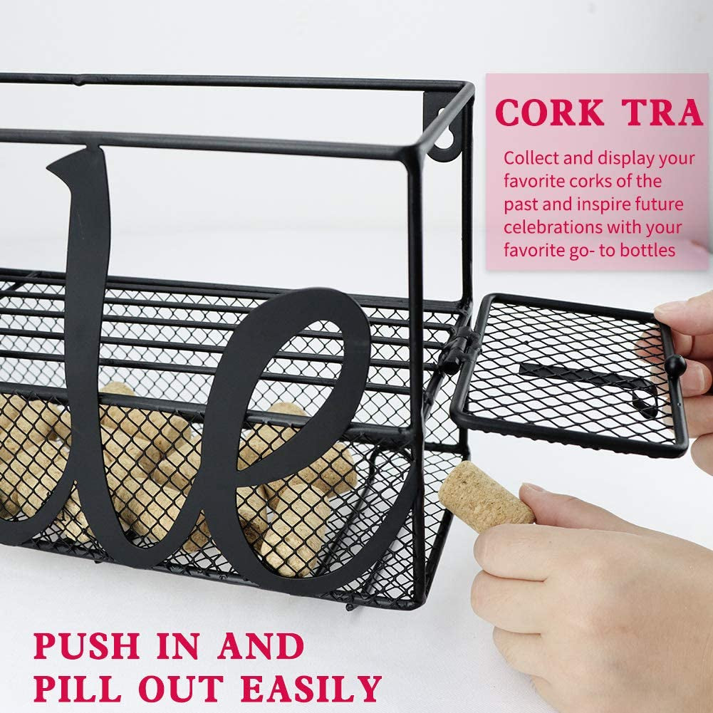 Wall Mounted Metal Wine Rack, Champagne Drink Storage Racks with 4 Long Stem Glass Holders.