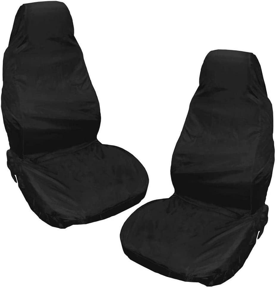 Waterproof Car Front/Rear Seat Covers Tear Resistant Fabric in Black (Front Black)