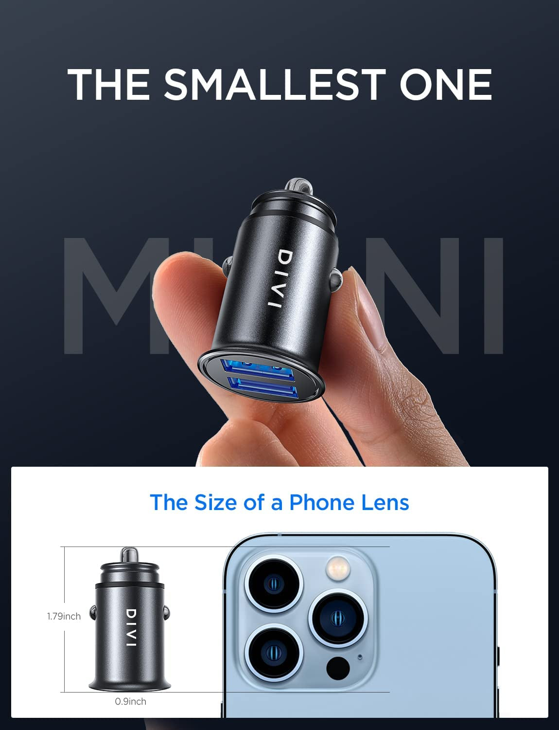 Car Charger, 4.8A/24W Metal USB Car Charger Adapter Dual Port Fast Charging Car Phone Charger Flush Fit Compatible for Iphone 13/12/11 Pro/Xr/7, Ipad Air 2/Mini, Samsung S10/S9, Huawei (Black)
