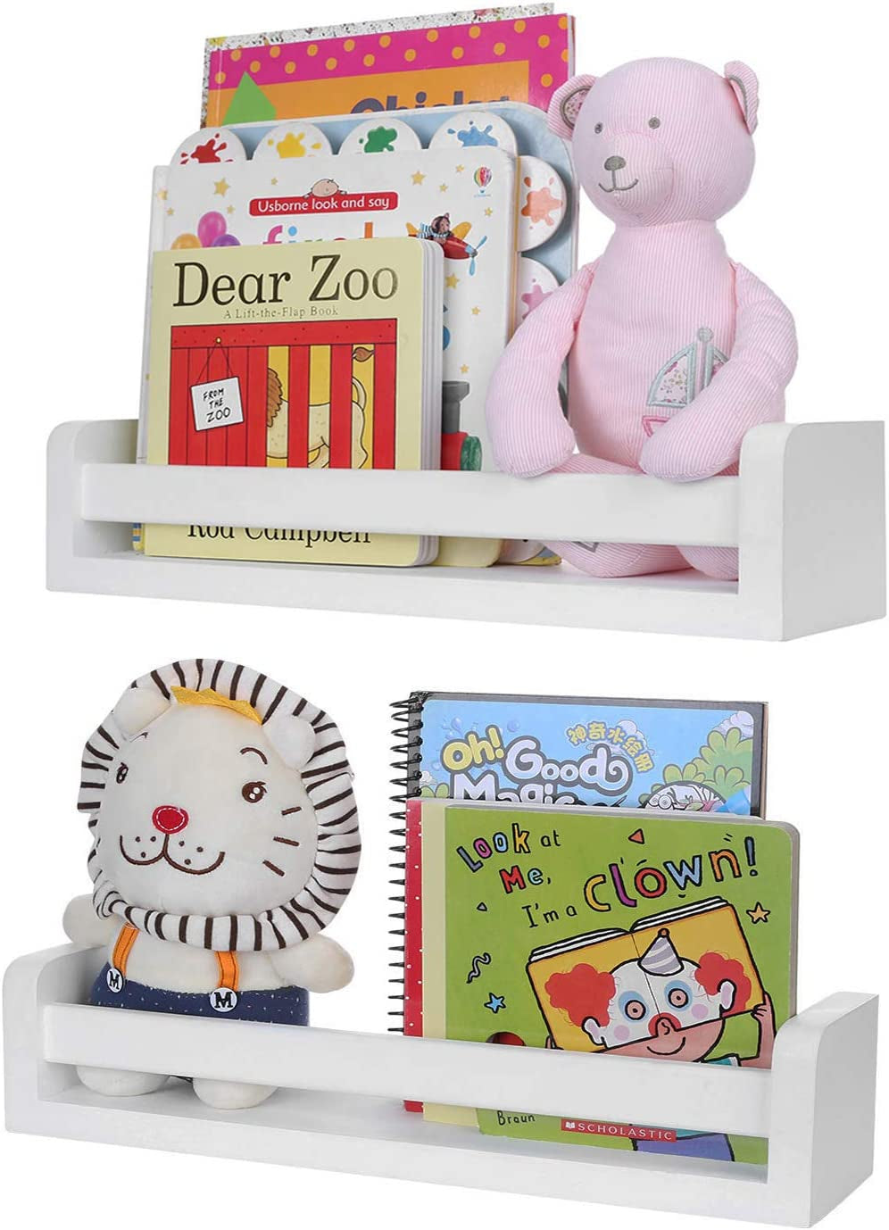 Floating Shelves Multi-Use Wall Shelf Bookshelf White Wood Display Shelf (2 Pack)