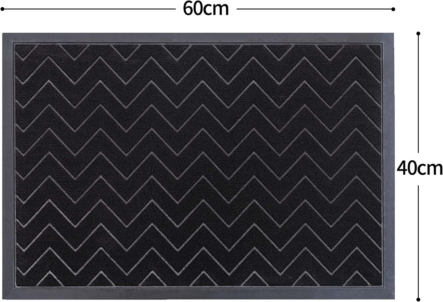 Amazon Brand - Heavy Duty Door Mat, Rubber Door Mats Outdoor & Indoor, Washable Welcome Mat, Durable Outdoor Mats for Front Door, Black, 40X60Cm
