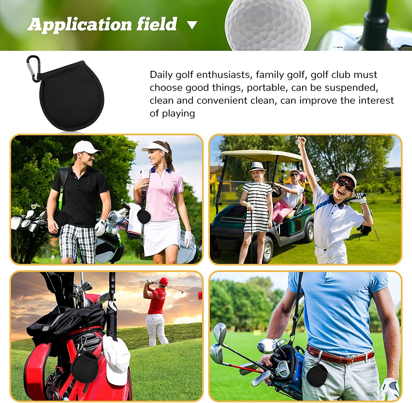 Golf Ball Washer Pocket Pouch Golf Ball Cleaner Pouch Pocket Ball Washer with Clip Golf Ball Cleaner Bag Accessory for Cleaning Golf Balls