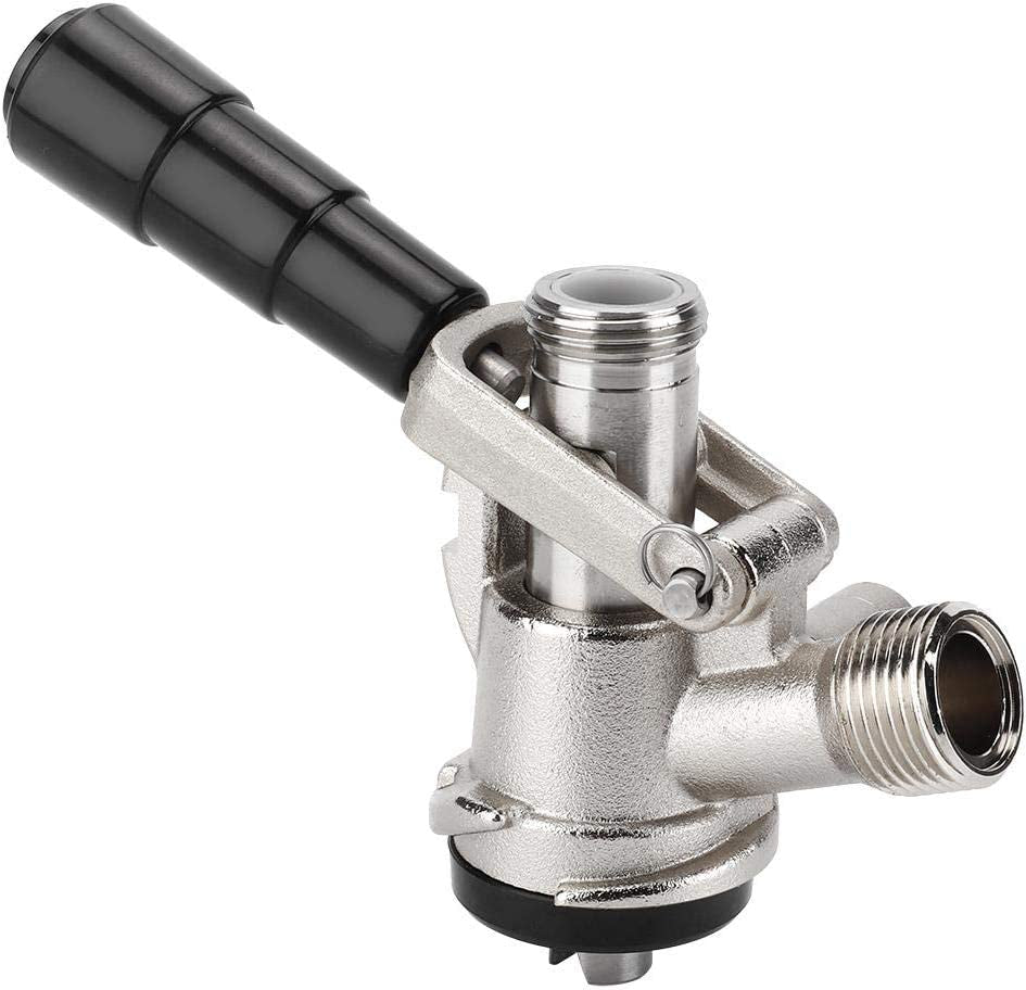 S Type Keg Coupler, Beer Keg Taps with Safety Pressure Relief Valve Beer Dispenser Keg Coupler S Type System with Black Handle for Home Brewing System
