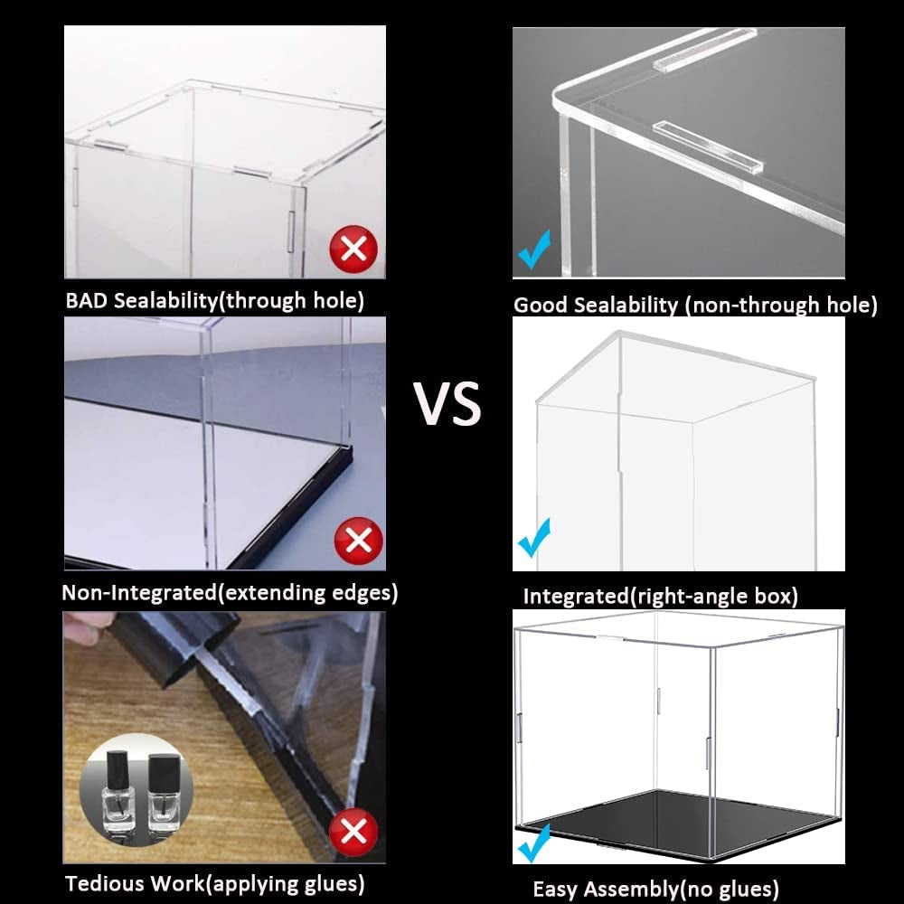 Self-Assembly Acrylic Display Case,Football Display Case,Dustproof Showcase,Countertop Box for Pop Figures Toys Collectibles,Football Basketball Volleyball Display Case(10X10X12 Inch; 25X25X30Cm)