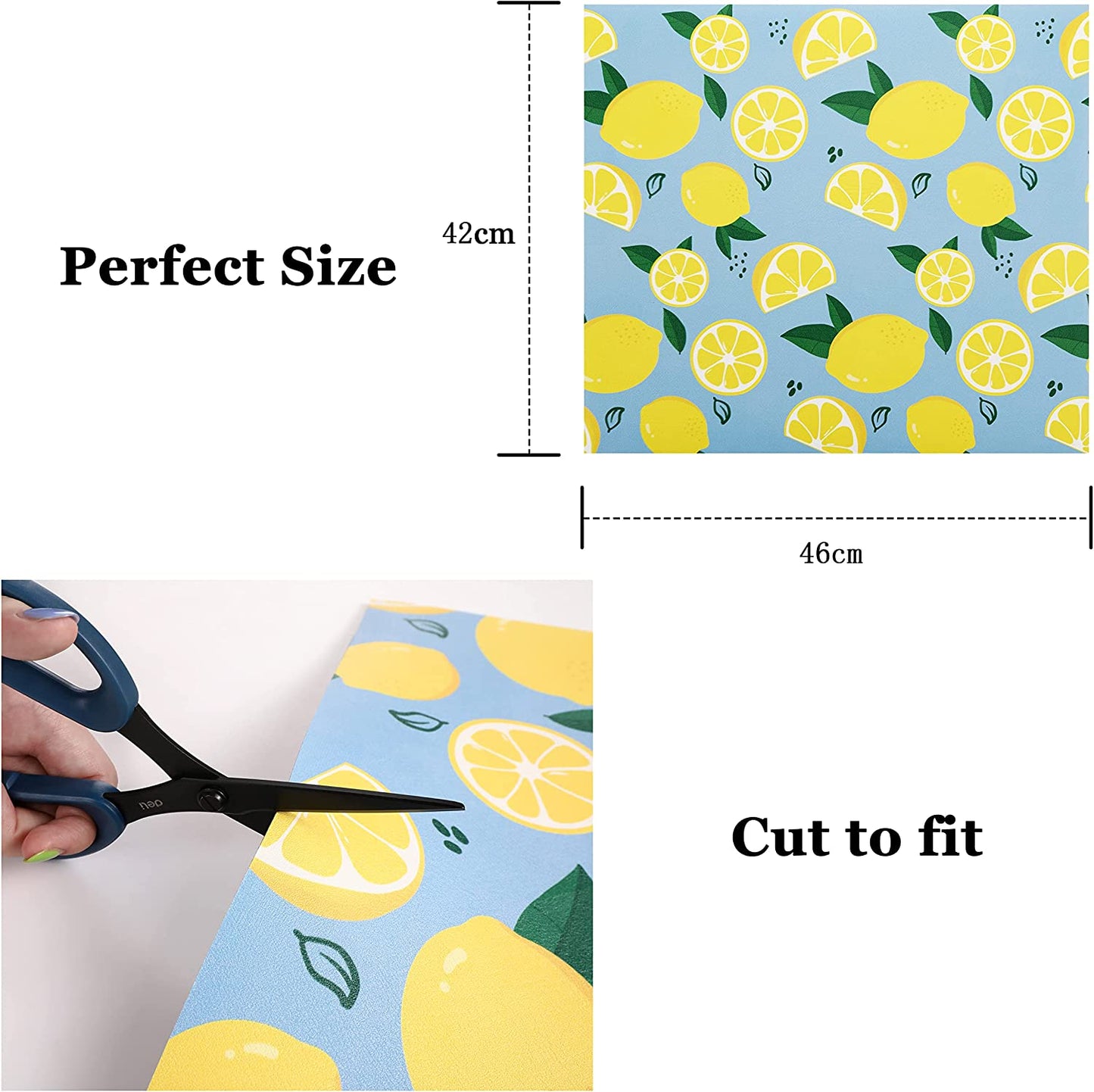All-Purpose Dish Drying Mat Absorbent 46×42 Cm, PU Leather Kitchen Drying Mat, Draining Board Mats, Placemats Bar Mats Sink Mat for Kitchen Counter, Coffee Machines and Tables (Fresh Lemon)