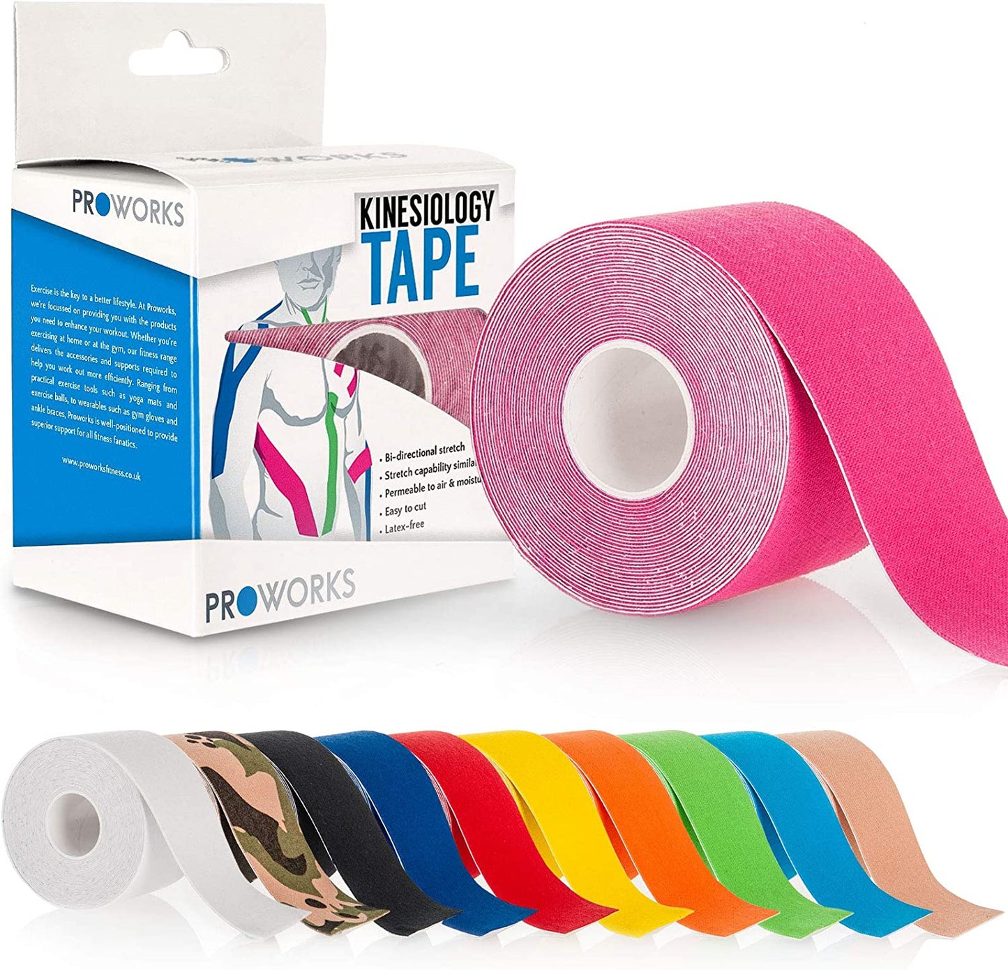 Kinesiology Tape | 5M Roll of Elastic Muscle Support Tape for Exercise, Sports & Injury Recovery