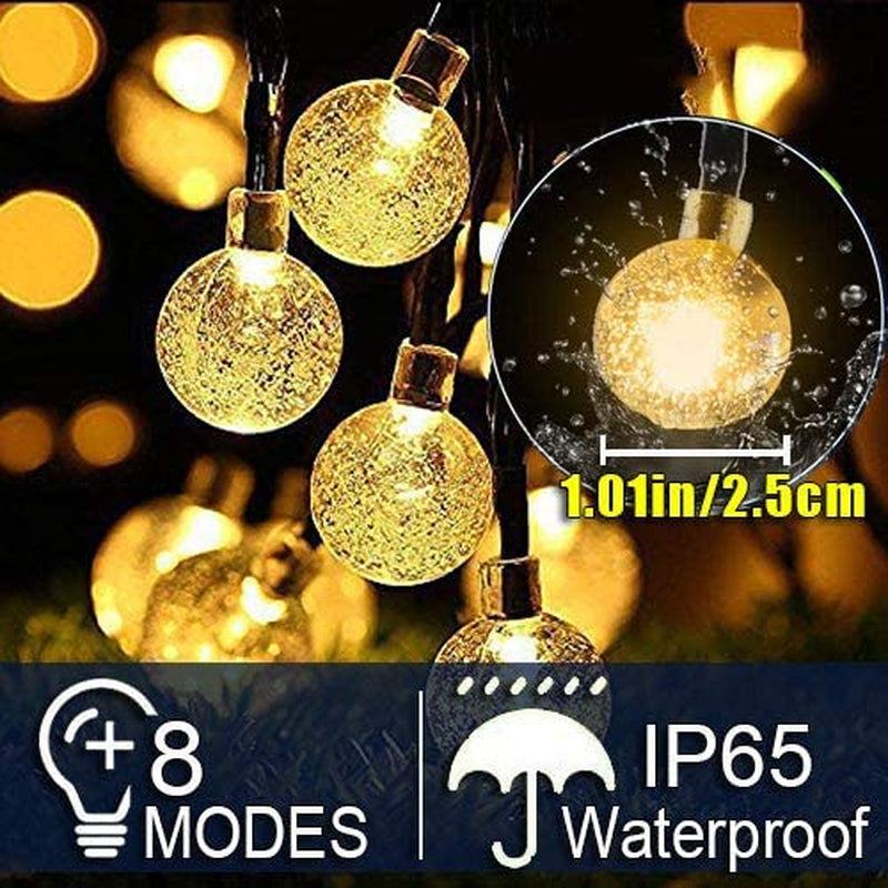 Solar Garden Lights, 60 LED 36Ft Waterproof Outdoor String Lights Solar Powered Crystal Ball Decorative Lights for Garden,Patio,Yard,Home,Chrismas Tree,Parties,Warm White, 36Feet