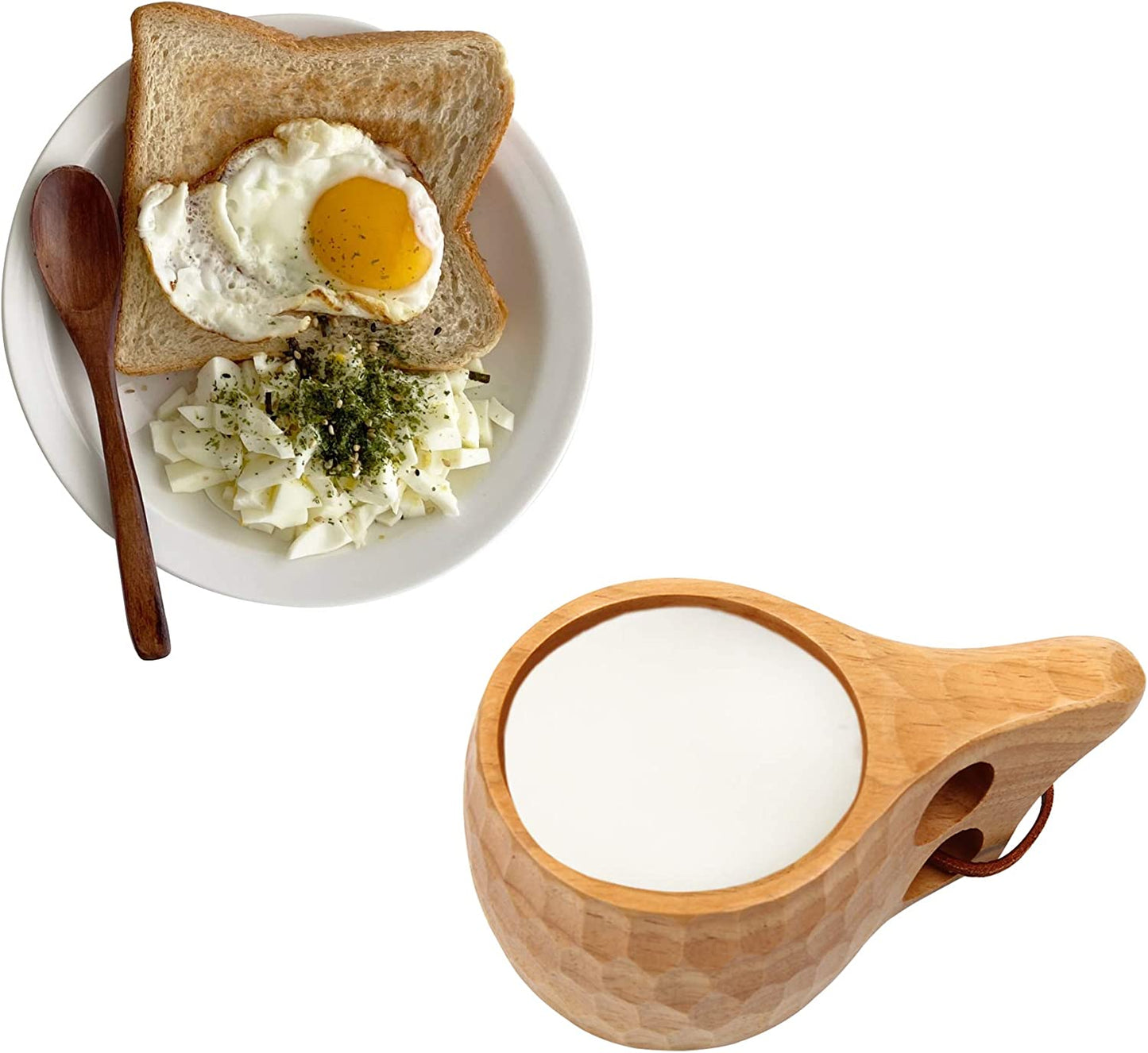 Nordic Style Handmade Kuksa Backpack Wooden Mug Cup for Camping Hiking Survival Teacup Bushcraft