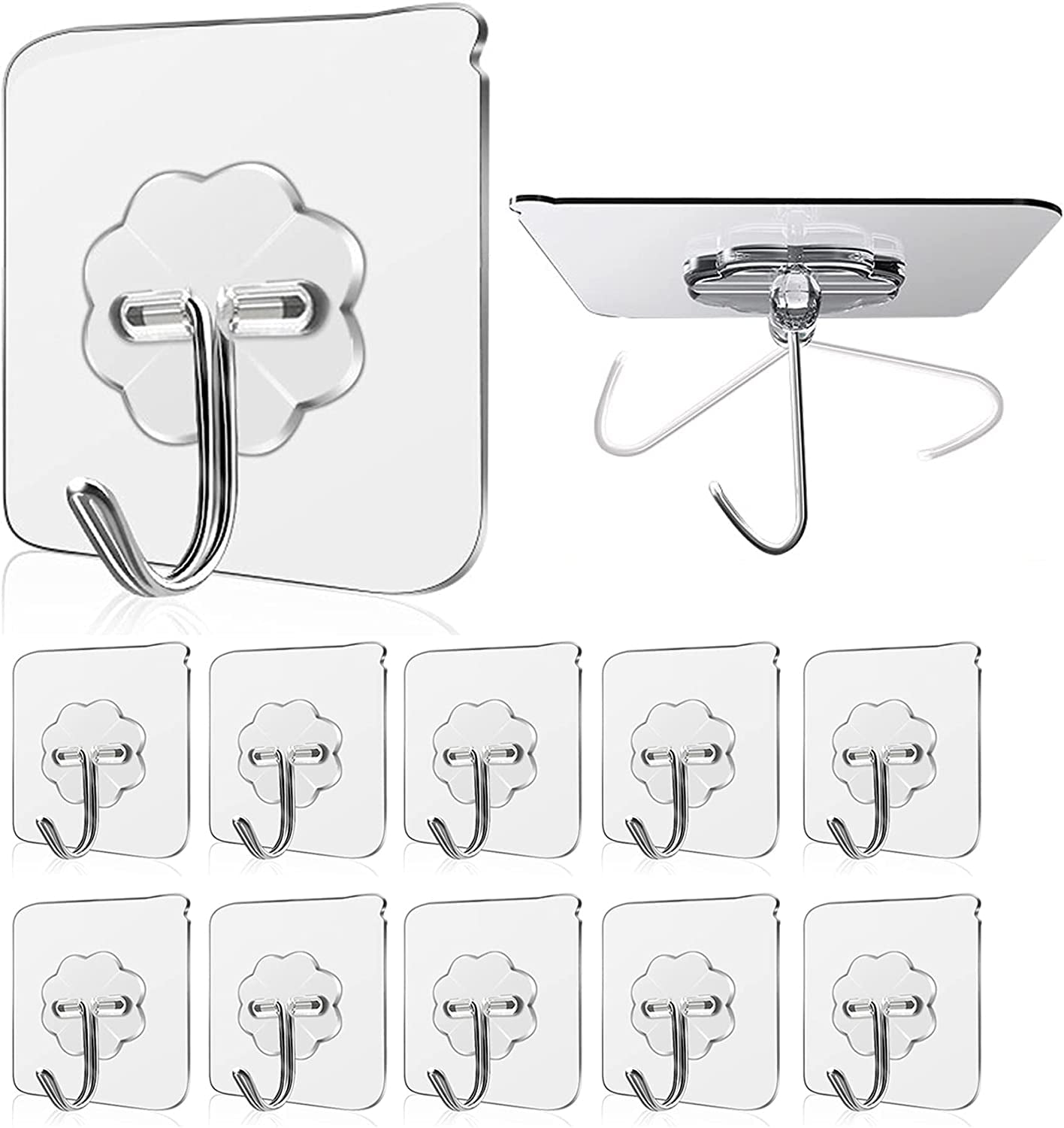 Wall Hooks 33Lbs/15Kg(Max) Transparent Reusable Seamless Hooks for Han –  Friendly-Days