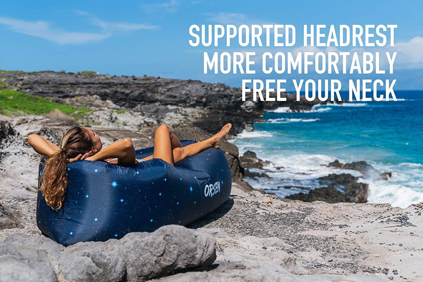 Inflatable Lounger Air Sofa, Inflatable Couch anti Leakage Camping Chair for Outdoor, Lakeside Portable Hommock with Compression Sacks Camping Accessories for Men and Women
