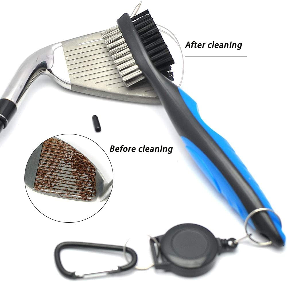 Golf Accessories, Multifunctional Golf Ball Marker, Golf Club Brush and Golf Towel Kit, Foldable Divot Repair Tool with Golf Marker, Golf Club Cleaner, 3-Piece Golf Gifts Set