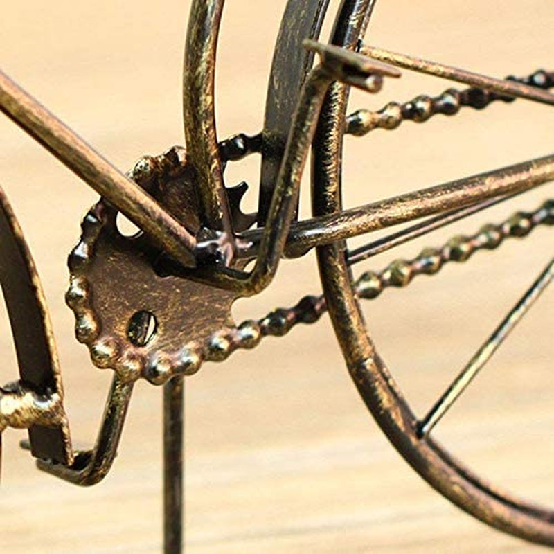 Vintage Iron Bicycle Type Table Clock Non-Ticking Silent Retro Decorative Bike Clock for Living Room Study Room Cafe Bar Office Ornament Gifts Antique Copper-Colored