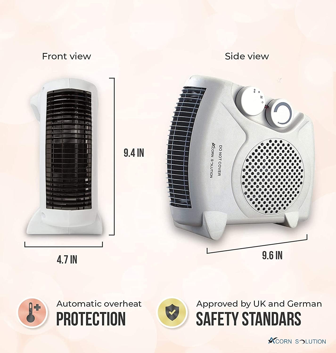 Electric Fan Heater, Portable 2KW Fan Heater with Adjustable Thermostat (Fan Heater)